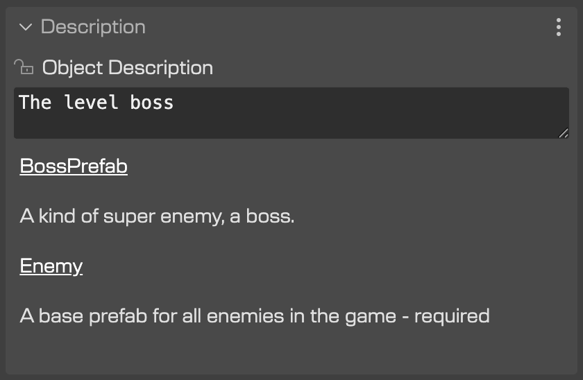 object description section
