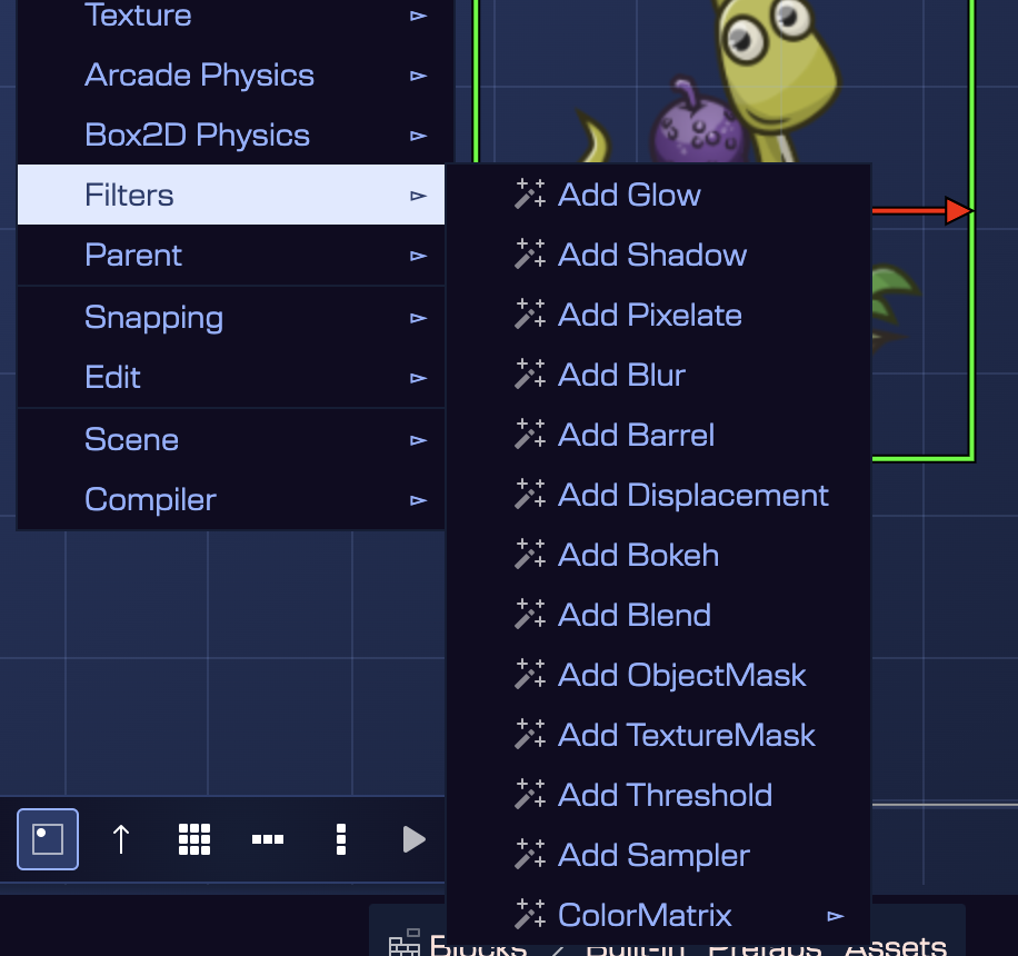 Add filter object from the context menu.