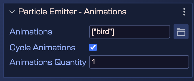 Emitter animations properties