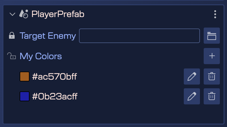 Array user property in a prefab instance