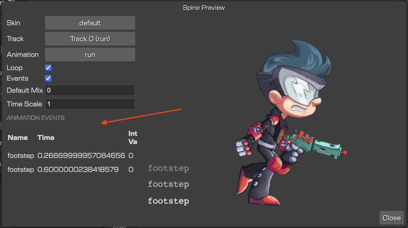 animation event table